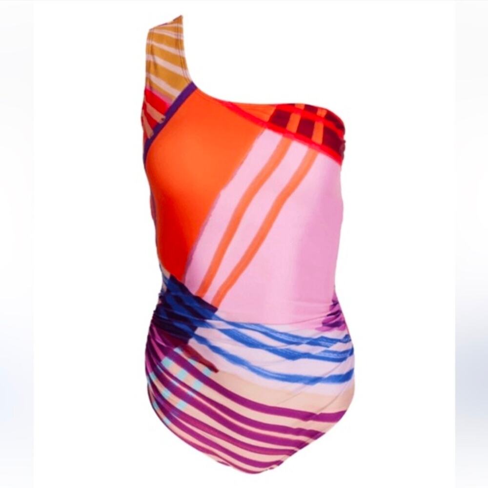 Nani colorful one shoulder one piece swimsuit sz medium $95 SW2